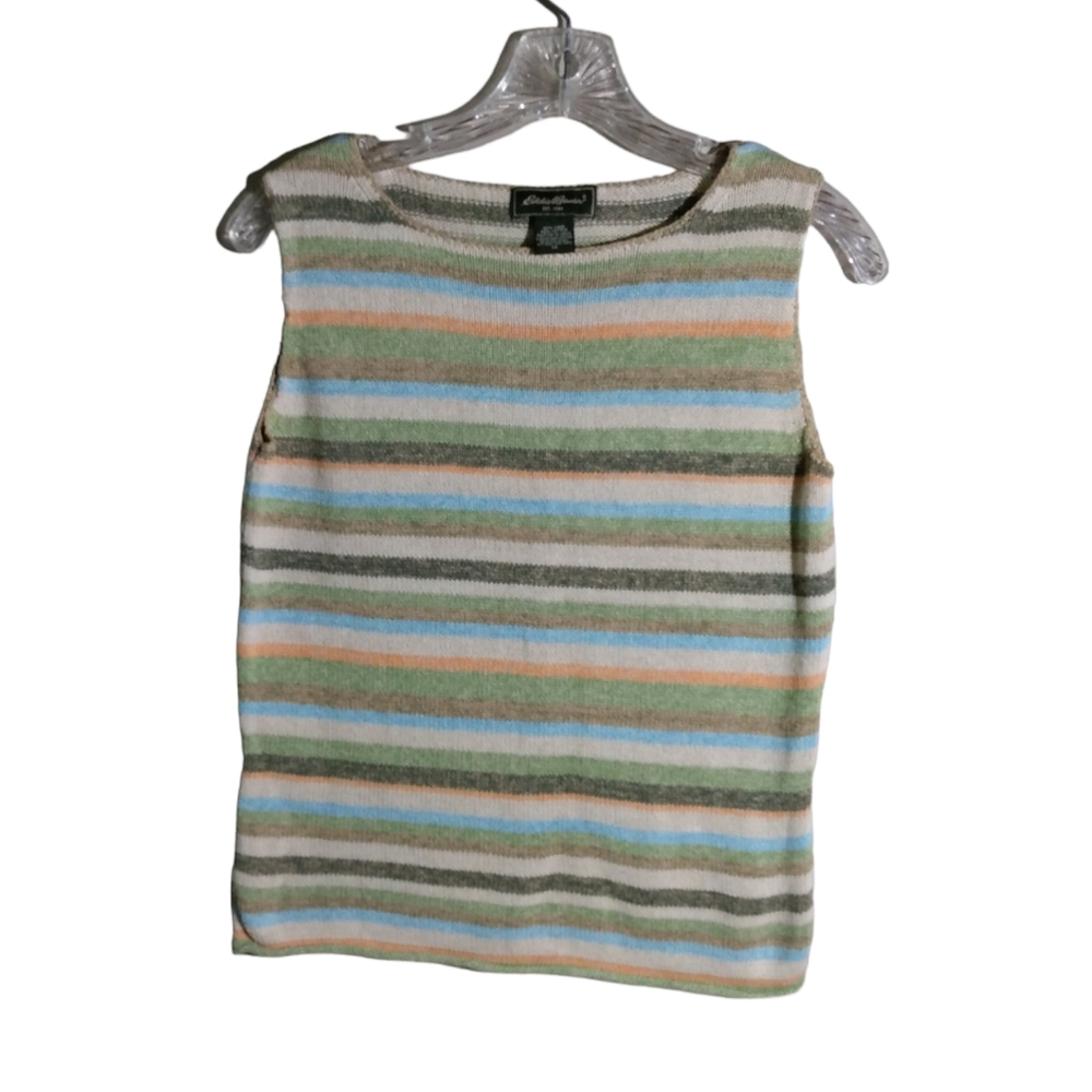 Eddie Bauer Knit Linen Blend Multicolored  Women's Vest Size Medium